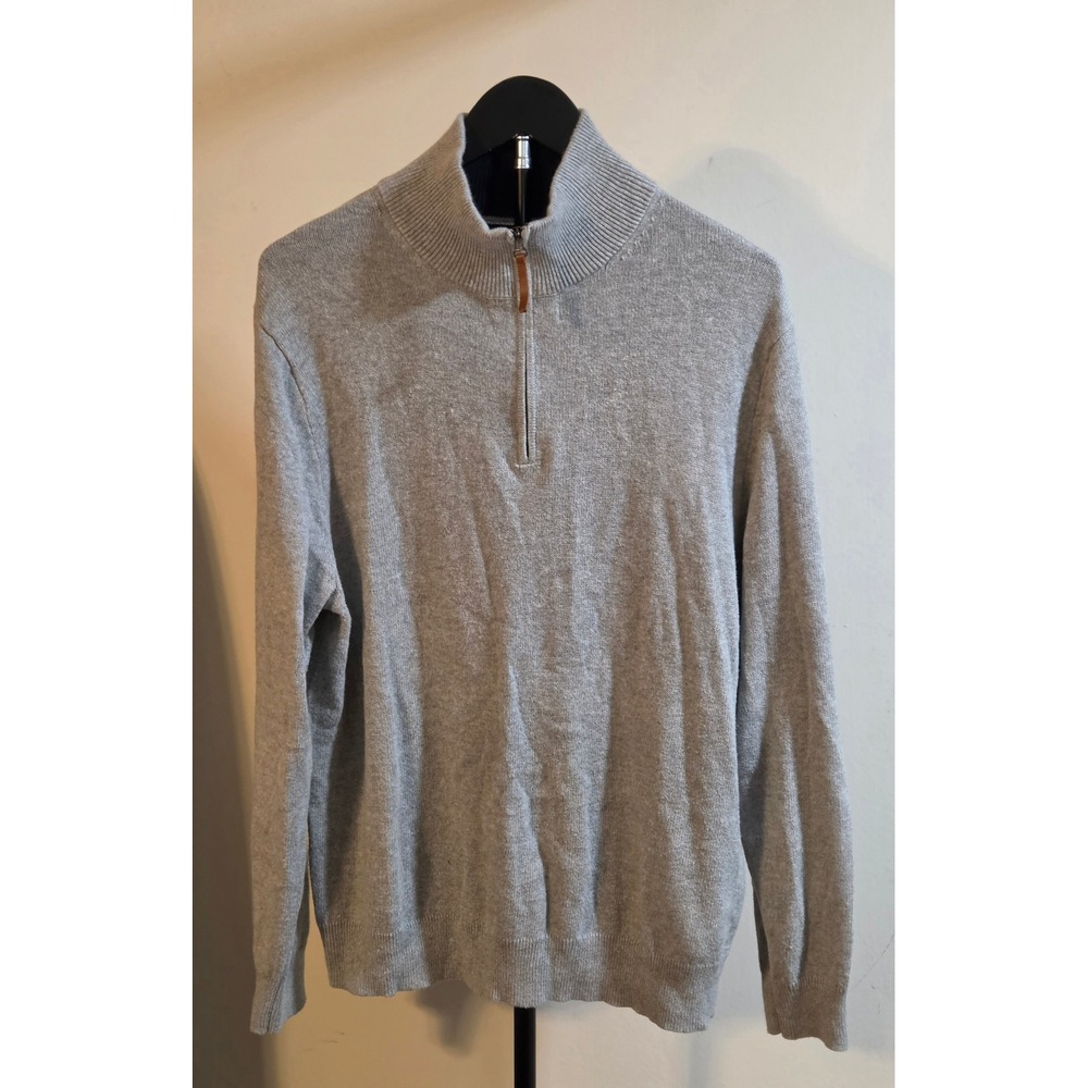 J.Crew Quarter Zip Pullover Sweater 100% Cotton Mens Size Large Gray